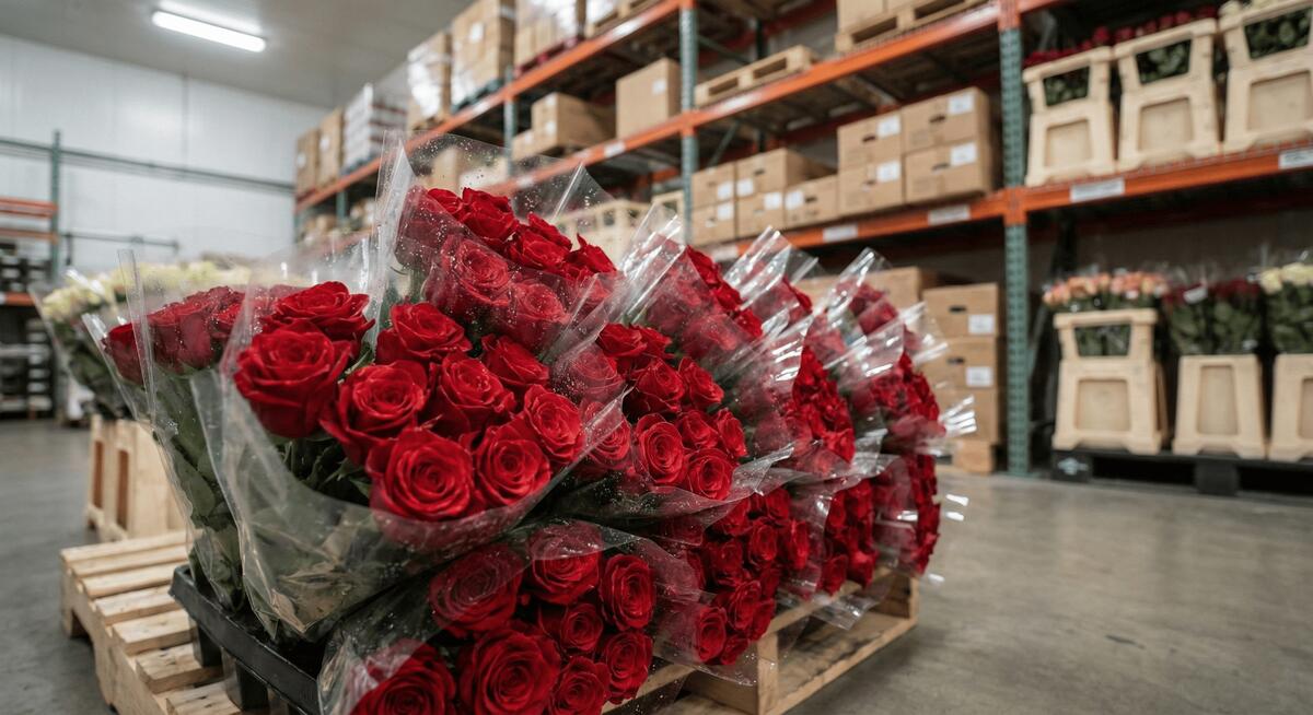 Roses Red Naomi preparades al magatzem